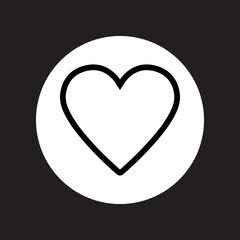 Heart icon vector. Love logo design. Heart vector icon illustration in circle isolated on black background