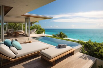 Beach house tranquility with a private pool and panoramic ocean views