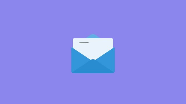 Animated envelope with Pop-up document motion concept. Document appears from inside the envelope animation