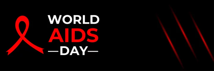 Türaufkleber World Aids Day. Minimalist background with red ribbon and Luxury Style. Designed for web, banner, cover, wallpaper, flyer, template, presentation, backdrop, website, etc. Suitable for business. © Umar