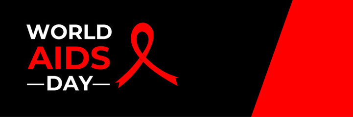 World Aids Day. Minimalist background with red ribbon and Luxury Style. Designed for web, banner, cover, wallpaper, flyer, template, presentation, backdrop, website, etc. Suitable for business.