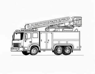fire truck illustration for coloring book