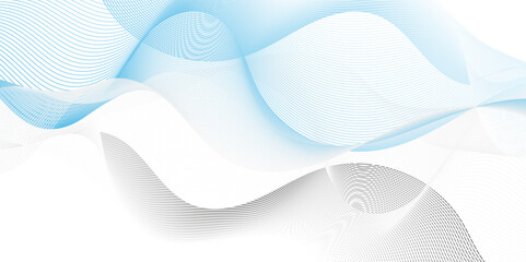 Abstract blue paper wave background gradient technology white and blue wave curve lines banner background design. Vector illustration. Modern template abstract design flowing particles wave.