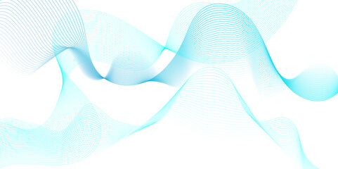 Abstract blue paper wave science and gradient technology white and blue wave curve lines banner background design. Vector illustration. Modern music, template abstract design flowing particles wave.