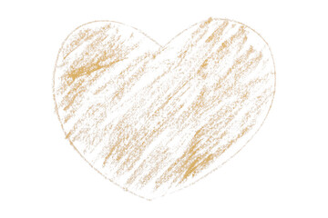 Pencil drawing light brown hearts isolated on transparent background.