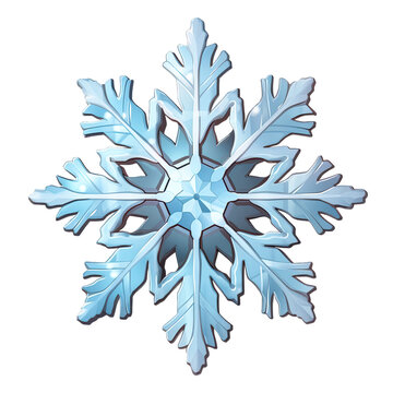 Cartoon snowflake decoration isolated on transparent background