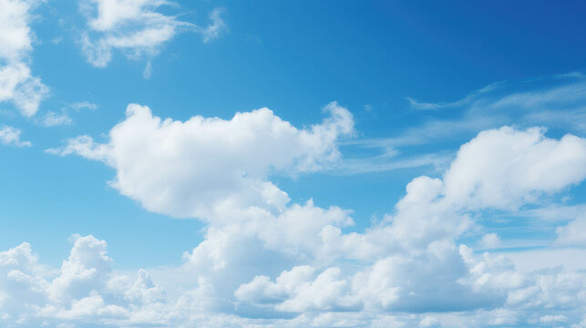 Beautiful summer blue sky and white sky clouds in the morning light, Panorama Blue sky clouds wallpaper