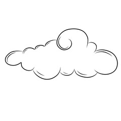 Clouds sketch. Vintage hand drawn sky background with large and small detailed cloudy shapes. Retro pencil drawing. Isolated monochrome cloudscape elements set. Vector engraving heaven