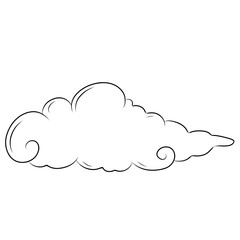 Clouds sketch. Vintage hand drawn sky background with large and small detailed cloudy shapes. Retro pencil drawing. Isolated monochrome cloudscape elements set. Vector engraving heaven
