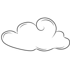 Clouds sketch. Vintage hand drawn sky background with large and small detailed cloudy shapes. Retro pencil drawing. Isolated monochrome cloudscape elements set. Vector engraving heaven