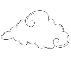 Clouds sketch. Vintage hand drawn sky background with large and small detailed cloudy shapes. Retro pencil drawing. Isolated monochrome cloudscape elements set. Vector engraving heaven