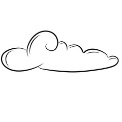 Clouds sketch. Vintage hand drawn sky background with large and small detailed cloudy shapes. Retro pencil drawing. Isolated monochrome cloudscape elements set. Vector engraving heaven