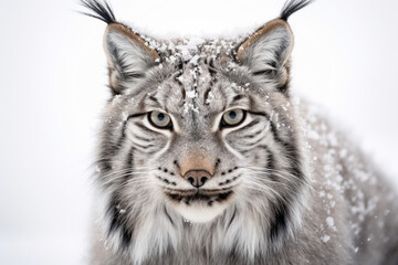 Obraz premium Lynx close-up portrait on a white background.