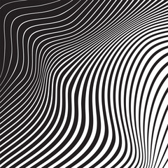 simple abstract black color daigonal zebra crossing wavy distort blend pattern art