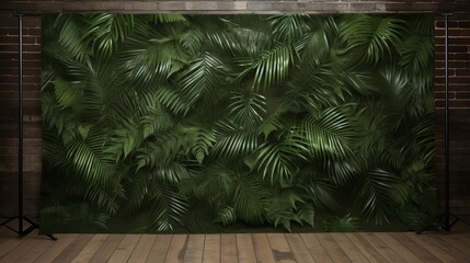 Large Exotic Palm Leaf Foliage on Dark Green Nature Background for Serene Tropical Vibes