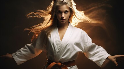 Young Beautiful karate players - Powered by Adobe