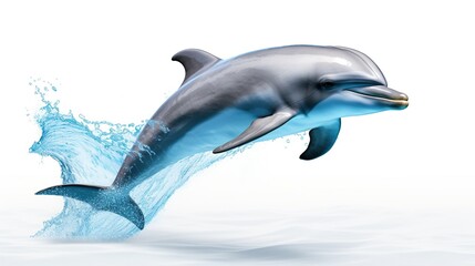 Beautiful dolphin jumpint in the water isolated on white 