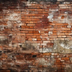 Old red brick wall background . Old view wall