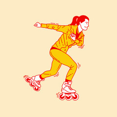 Simple cartoon illustration of roller skating 1
