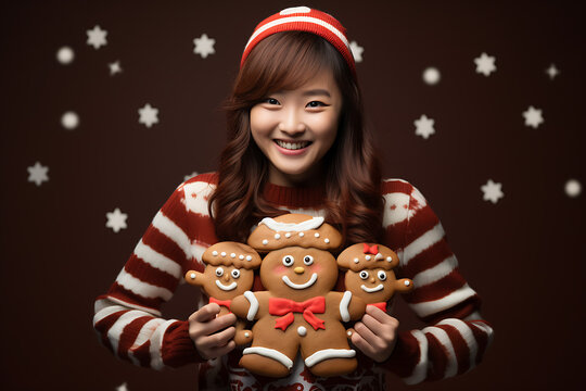 christmas girl with gingerbread (AI Generated)