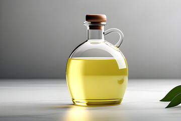 Neck-up template design for olive oil glass bottles with white insulation - 3D rendering generative ai
