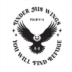 under his wings you will find refuge logo inspirational positive quotes, motivational, typography, lettering design