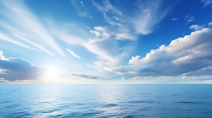 Obraz premium Blue sea and sun, at sunset, at sunrise, clear weather