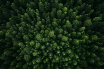 Aerial view of forest green trees, woodland,top view