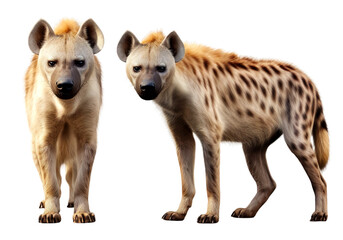 Fototapeta premium Group of Hyaeninae multi pose, isolated on transparent or white background
