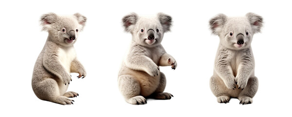 Obraz premium Set of Koala animal, isolated on transparent or white background