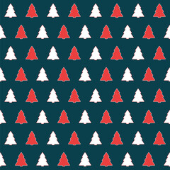 Obraz premium pink white fir-trees. blue repetitive background. vector seamless pattern. fabric swatch. wrapping paper. continuous design element for greeting card