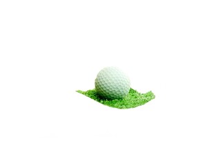 golf ball placed on the grass  isolated white background clipping path 