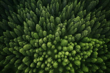 Aerial view of forest green trees, woodland,top view