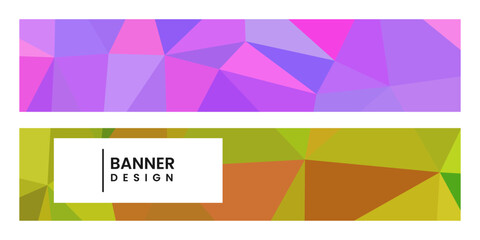 set of banners with abstract vibrant colorful background with triangles