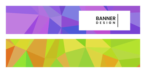 set of banners with abstract vibrant colorful background with triangles