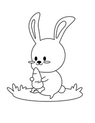 cute an kawaii bunny coloring page for kids 
