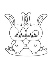 cute an kawaii bunny coloring page for kids 