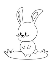 cute an kawaii bunny coloring page for kids 