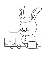 cute an kawaii bunny coloring page for kids 