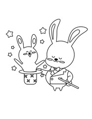 cute an kawaii bunny coloring page for kids 