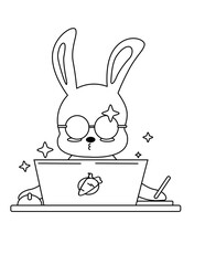 cute an kawaii bunny coloring page for kids 