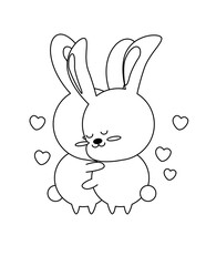 cute an kawaii bunny coloring page for kids 