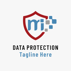 Initial m Letter for Data Software Protection. Digital Business Logo Idea