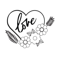 Symbol of romantic icon, Vector heart sign of the template for t shirt and others