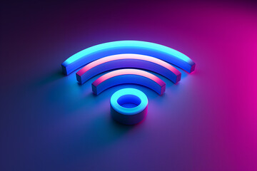 3d wifi icon on violet background