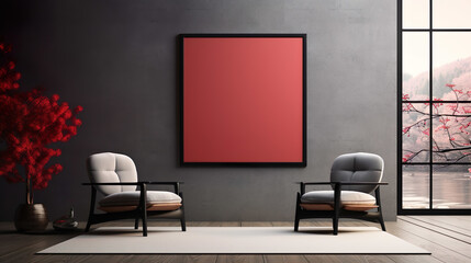 Mockup template inside a modern light room japanese.