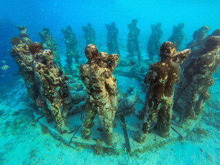 Underwater statues in the sea near Gili Meno, Indonesia
