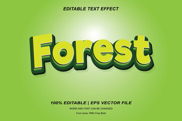 Forest text style effect, 3d editable vector design 