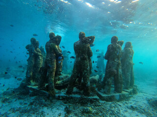 Underwater statues in the sea near Gili Meno, Indonesia