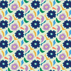 Seamless abstract pattern with flowers. Floral abstract background.